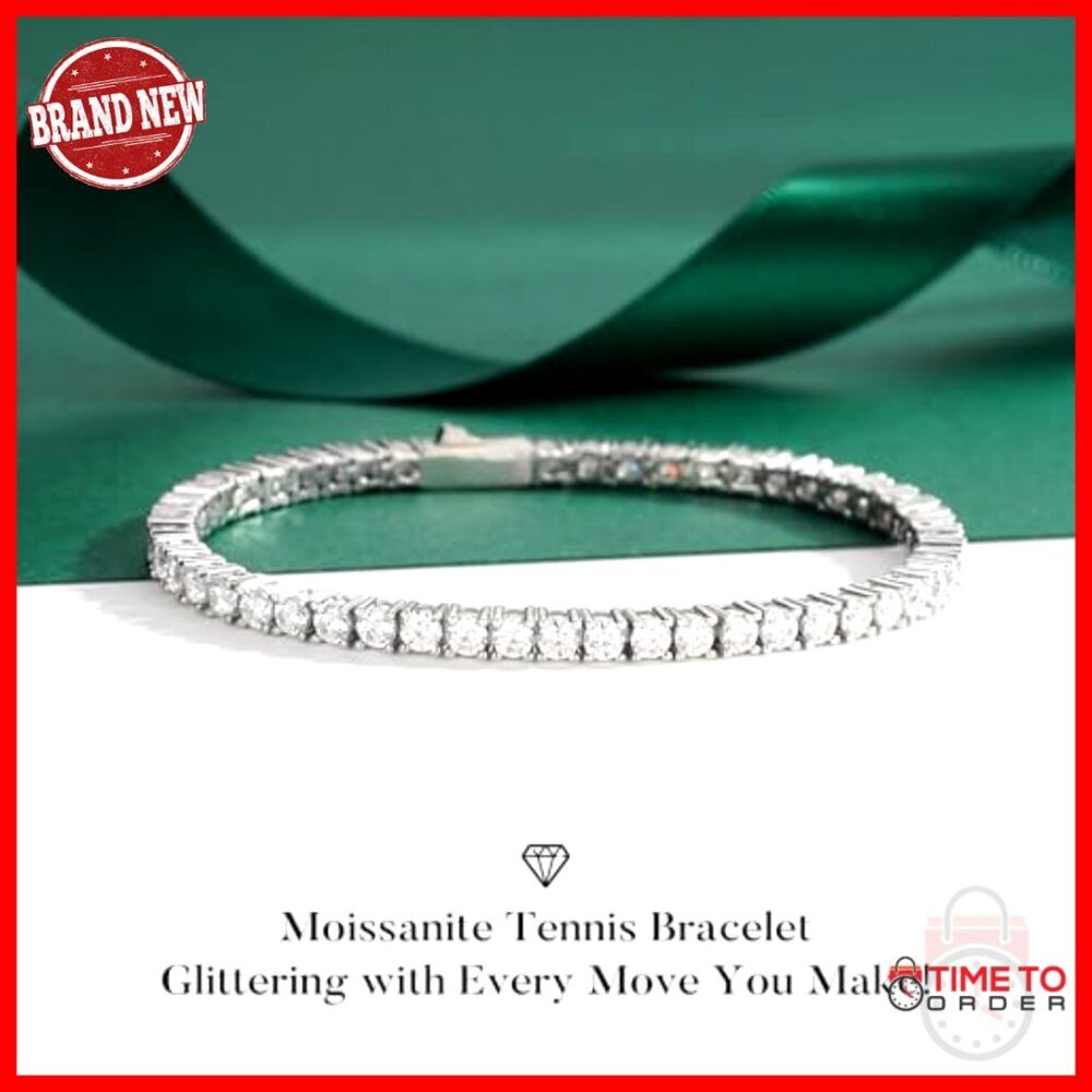 Sterling Silver Tennis Bracelet Elegant Minimal Chic Anniversary Gift - Picture 3 of 7